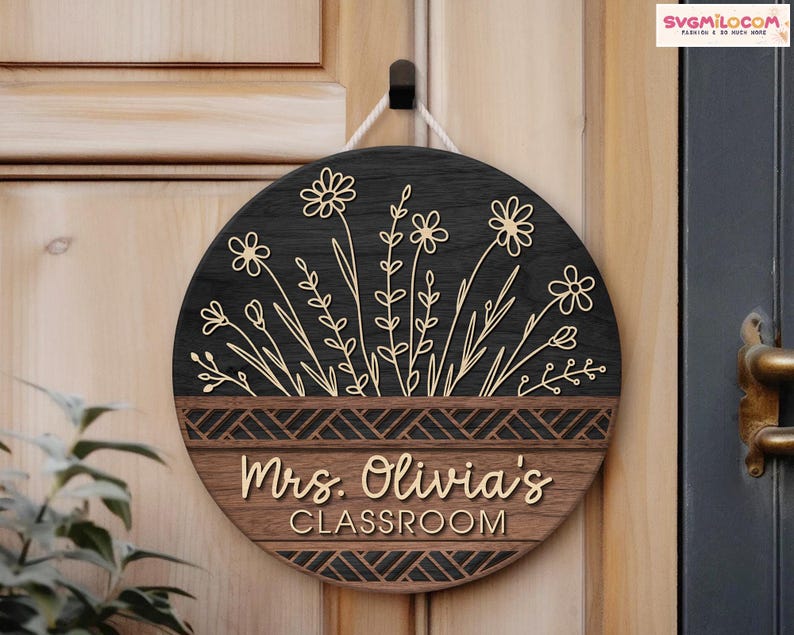 Custom Teacher Door Hanger, Classroom Decor, Teacher Name Door Sign, Teacher Appreciation Gifts, Teacher Name Sign, Teacher Welcome Sign image 7