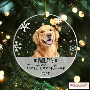 Personalized Dog Photo Ornament, Dog First Christmas Ornament, Custom Dog Acrylic Ornament, Pet Portrait Name Ornament, Dog Lover Gift image 10