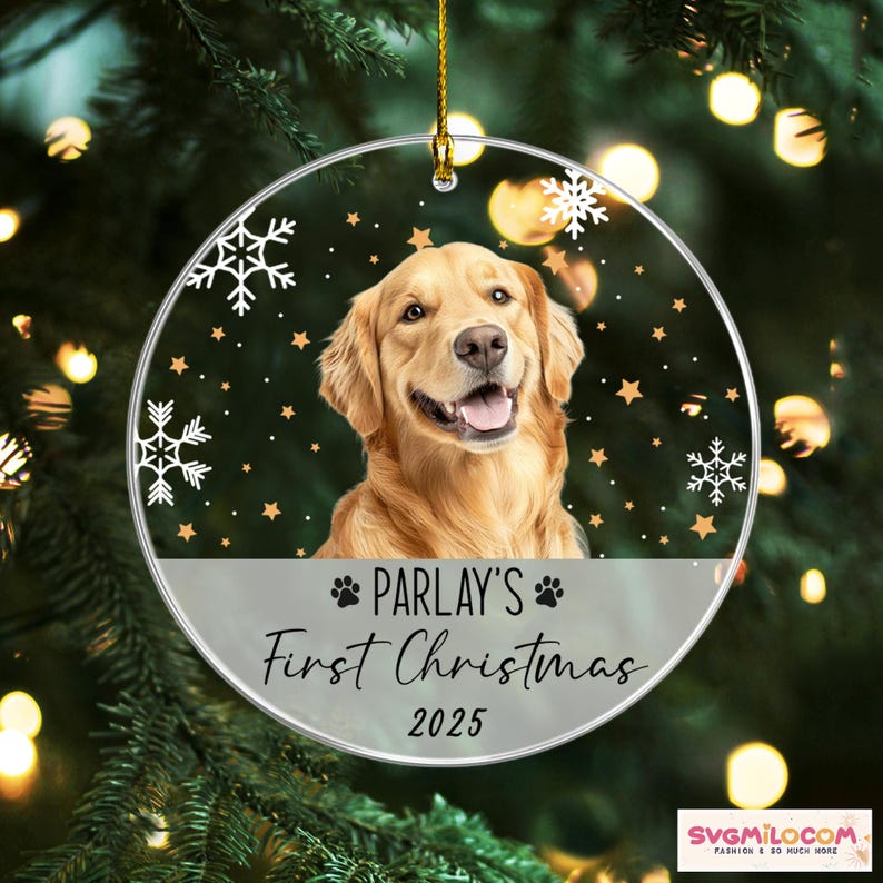 Personalized Dog Photo Ornament, Dog First Christmas Ornament, Custom Dog Acrylic Ornament, Pet Portrait Name Ornament, Dog Lover Gift image 10