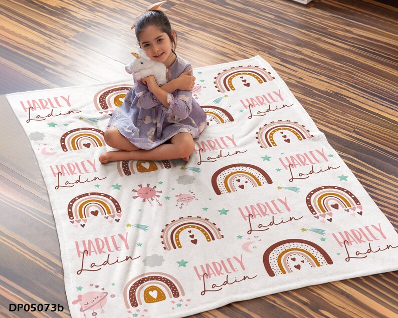 Personalized Baby Blanket Rainbow Baby Girl Blanket Custom Etsy