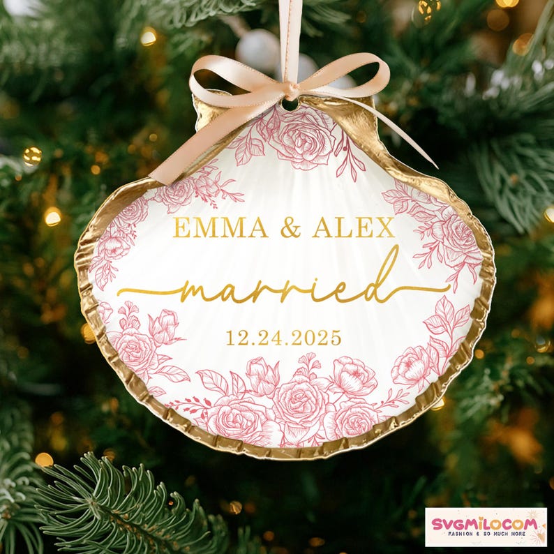 Shell Married Custom Married Christmas Ornament: Beach Shell Wedding Keepsake - Etsy