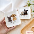 Custom Dog Cat Photo Ring Dish, Personalized Pet Portrait Jewelry Dish, Dog Mom Trinket Dish, Pet Lovers Gift, Engagement Gift, Pet Gift