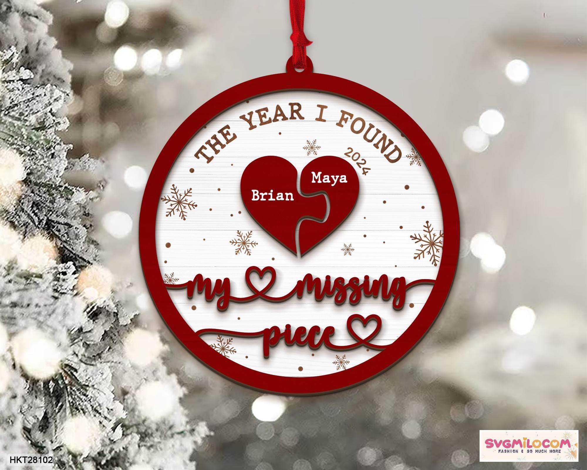 The Year I Found My Missing Piece Couple Christmas Ornament, Newlywed Keepsake, Couple First Christmas Gifts, Wedding Gift, Christmas Decor