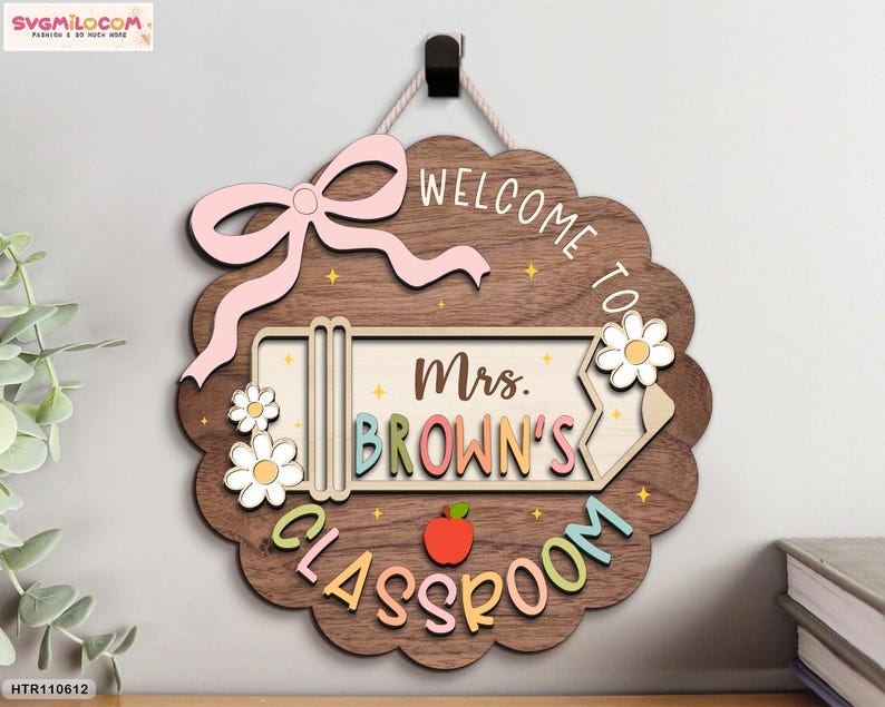 Custom Teacher Door Sign, Classroom Decor, Back To School Gift, Custom Teacher Name Door Hanger, Teacher Gift, Welcome Classroom Sign image 4