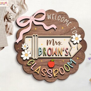 Custom Teacher Door Sign, Classroom Decor, Back To School Gift, Custom Teacher Name Door Hanger, Teacher Gift, Welcome Classroom Sign image 8