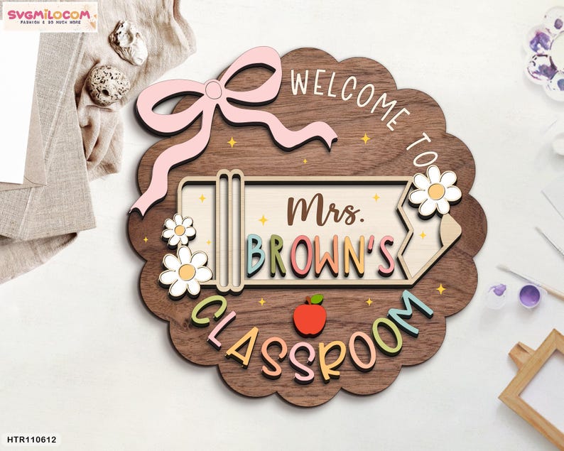 Custom Teacher Door Sign, Classroom Decor, Back To School Gift, Custom Teacher Name Door Hanger, Teacher Gift, Welcome Classroom Sign image 8