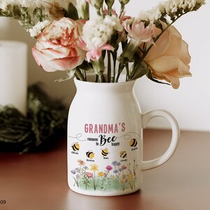 Custom Grandma Flower Vase With Kids Names, Mothers Day Gifts, Gifts For Grandma, Personalized Grandmas Garden Vase, Grandma Vase, Mom Gifts image 2