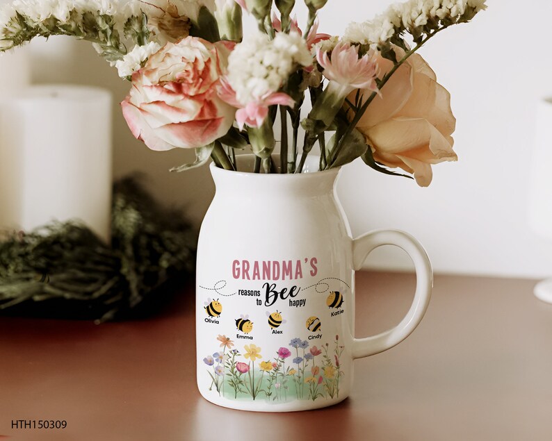 Custom Grandma Flower Vase With Kids Names, Mothers Day Gifts, Gifts For Grandma, Personalized Grandmas Garden Vase, Grandma Vase, Mom Gifts image 2