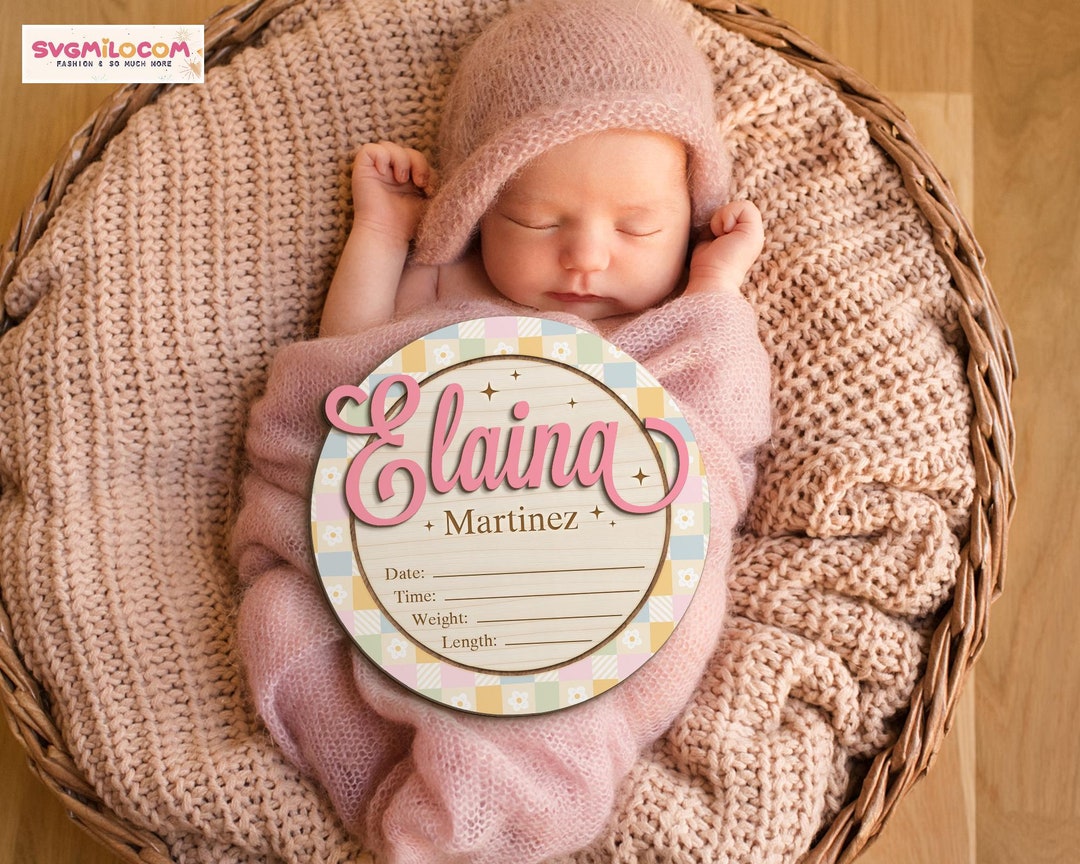 Baby Name Sign, Birth Stats Newborn Sign, Baby Announcement Name Sign ...