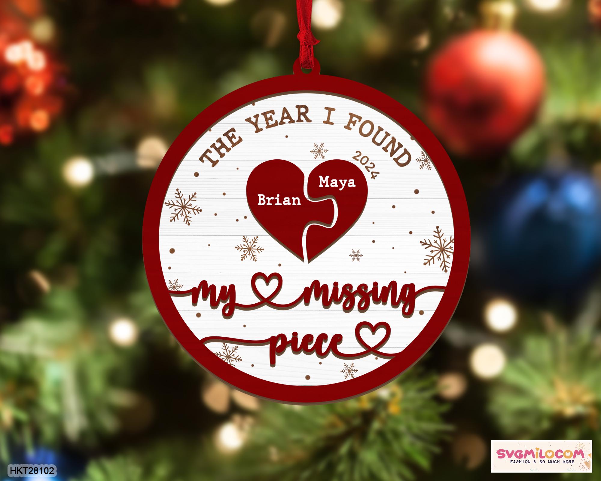 The Year I Found My Missing Piece Couple Christmas Ornament, Newlywed Keepsake, Couple First Christmas Gifts, Wedding Gift, Christmas Decor