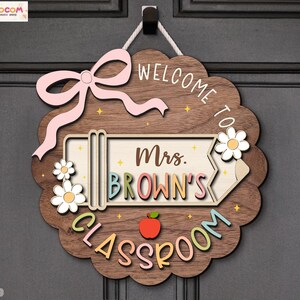 Custom Teacher Door Sign, Classroom Decor, Back To School Gift, Custom Teacher Name Door Hanger, Teacher Gift, Welcome Classroom Sign image 7