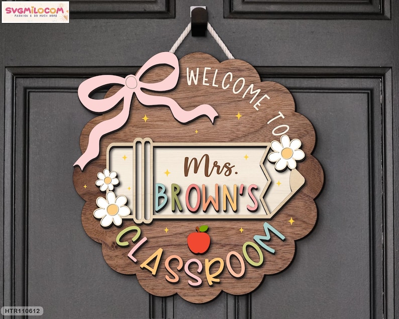 Custom Teacher Door Sign, Classroom Decor, Back To School Gift, Custom Teacher Name Door Hanger, Teacher Gift, Welcome Classroom Sign image 7