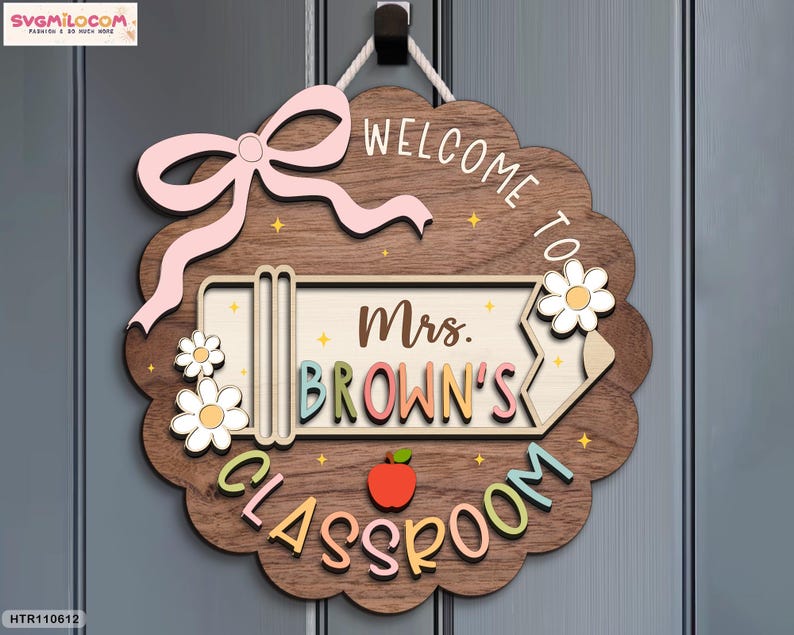 Custom Teacher Door Sign, Classroom Decor, Back To School Gift, Custom Teacher Name Door Hanger, Teacher Gift, Welcome Classroom Sign image 9