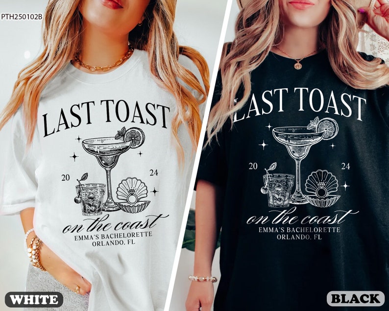 Last Toast On The Coast Shirt, Beach Bachelorette Party Shirt, Bach Club Shirt, Coastal Bachelorette Shirt, Personalized Luxury Bachelorette image 7