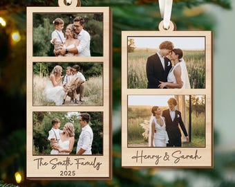 Custom Photo Strip Ornament: Family Picture Ornament, Couple Photo Frame Christmas Gift