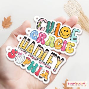 Personalized Kids Backpack Name Tag, Custom Back To School Kids Keychain, Water Bottle Tag, Diaper Bag, School Name Plate, Lunchbox Name Tag