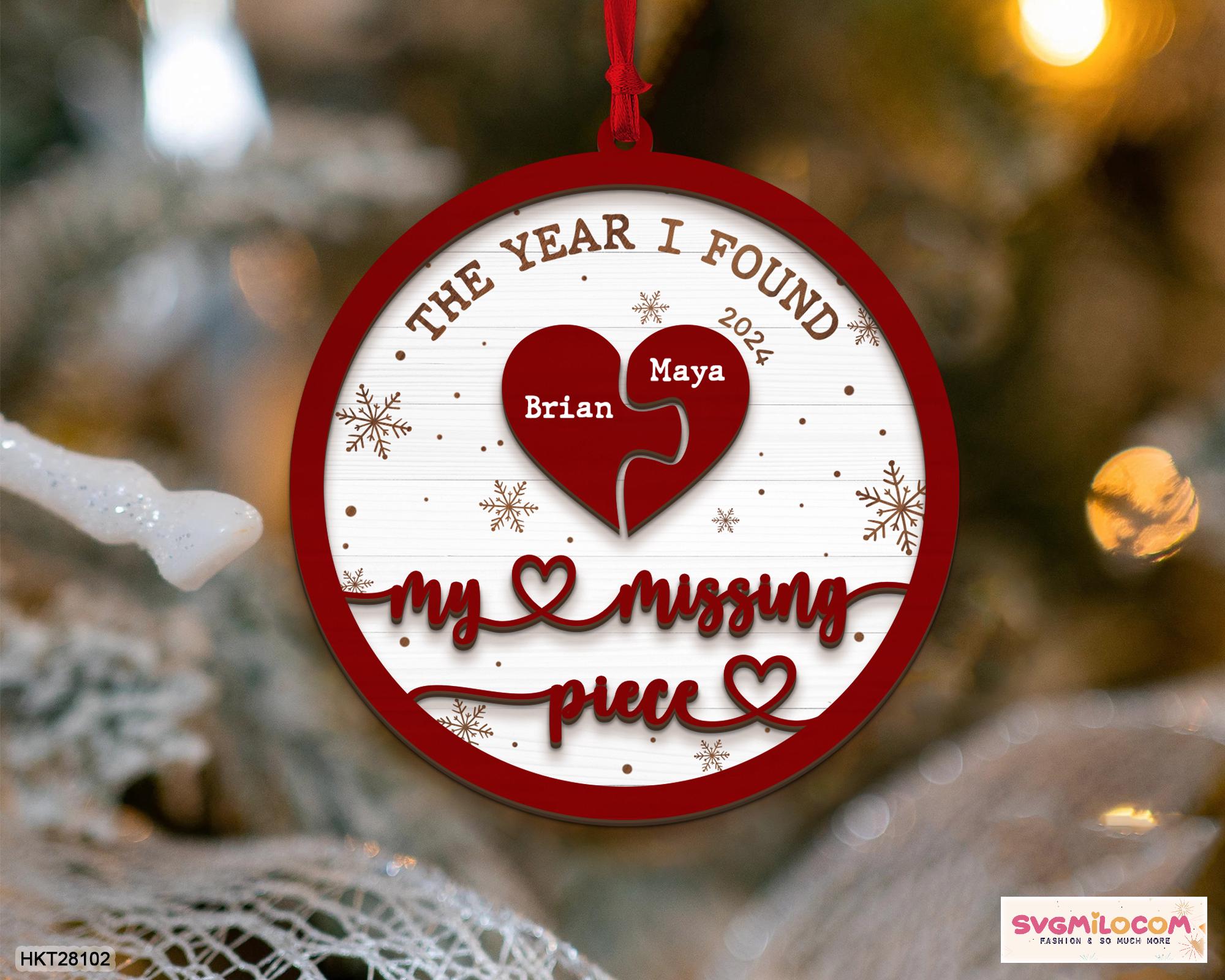The Year I Found My Missing Piece Couple Christmas Ornament, Newlywed Keepsake, Couple First Christmas Gifts, Wedding Gift, Christmas Decor