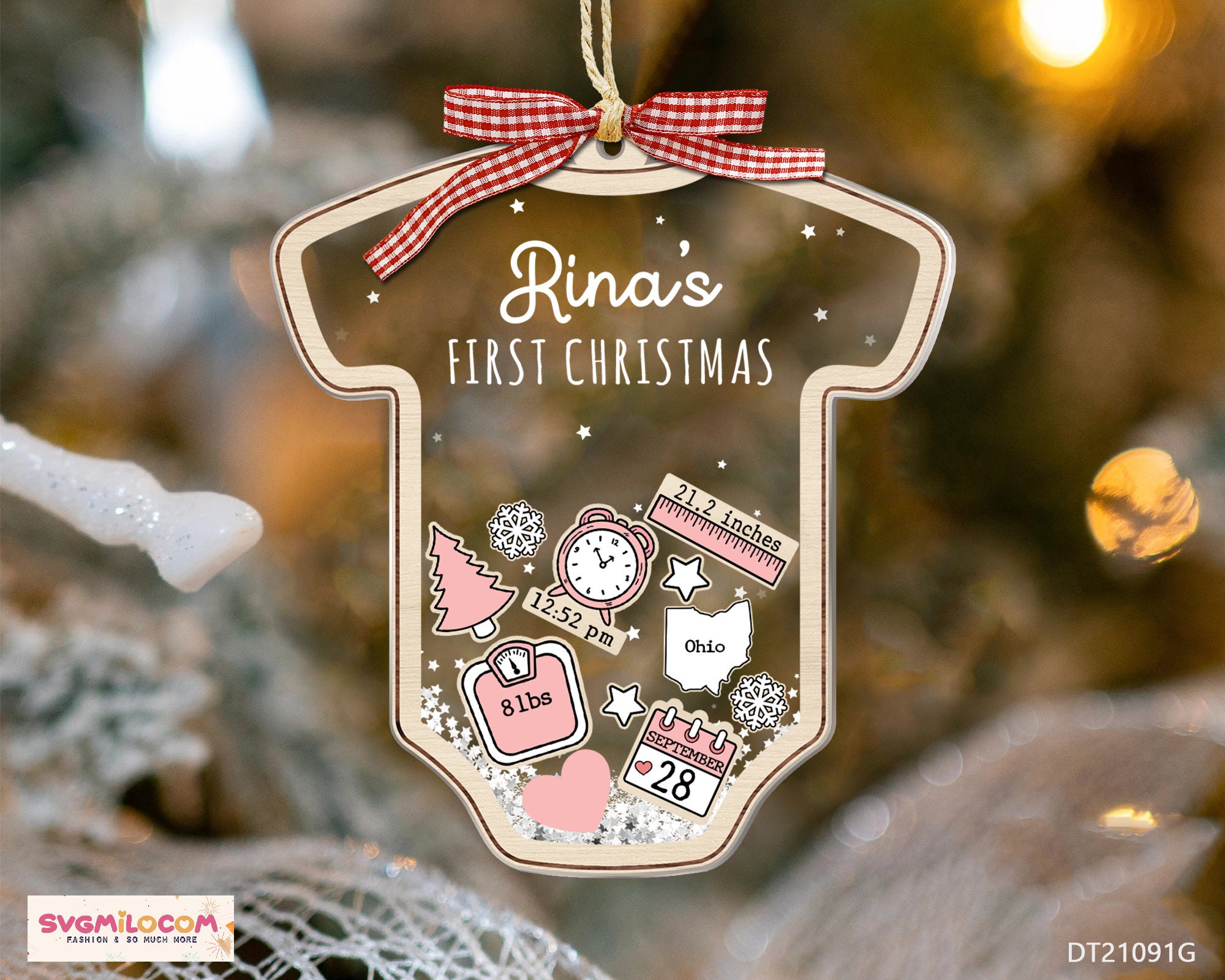 Baby&#39;s First Christmas Ornament 2024, Baby 1st Christmas Ornament, Christmas New Baby Keepsake, 4D Shake Babies Ornament, New Baby Gift