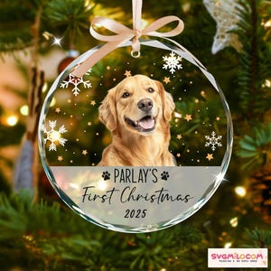 Personalized Dog Photo Ornament, Dog First Christmas Ornament, Custom Dog Acrylic Ornament, Pet Portrait Name Ornament, Dog Lover Gift image 6
