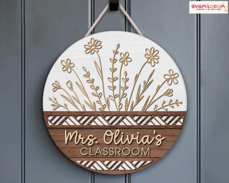 Custom Teacher Door Hanger, Classroom Decor, Teacher Name Door Sign, Teacher Appreciation Gifts, Teacher Name Sign, Teacher Welcome Sign image 4