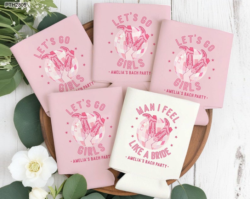 Bachelorette Party Can Coolers, Personalized Bach Party Favors, Let's