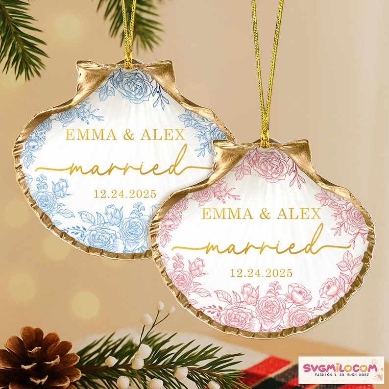 Shell Married Custom Married Christmas Ornament: Beach Shell Wedding Keepsake - Etsy