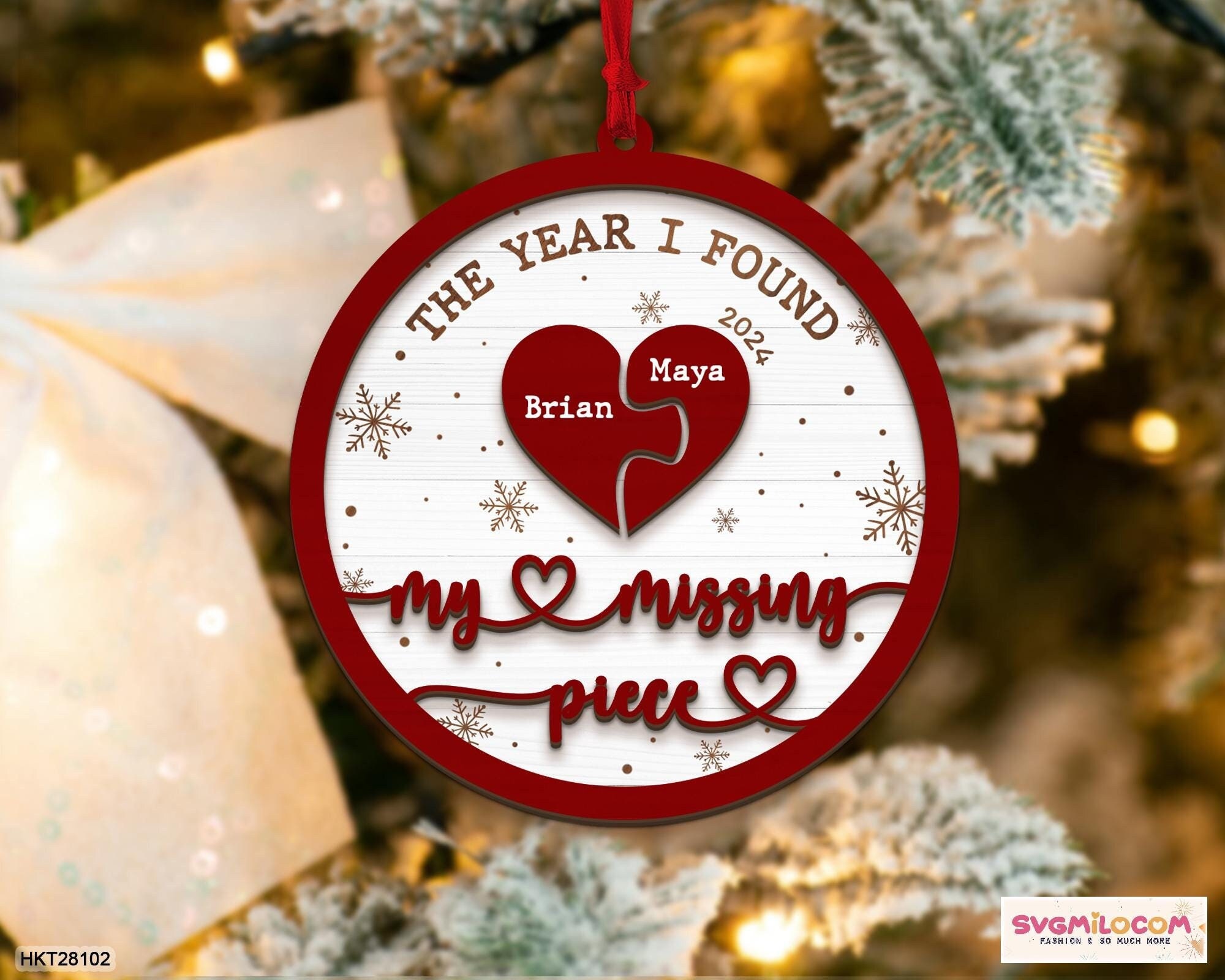 The Year I Found My Missing Piece Couple Christmas Ornament, Newlywed Keepsake, Couple First Christmas Gifts, Wedding Gift, Christmas Decor