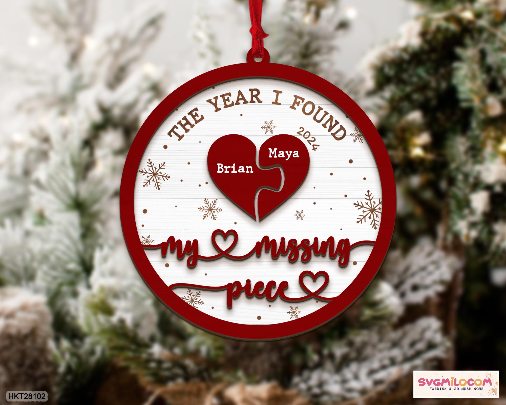 The Year I Found My Missing Piece Couple Christmas Ornament, Newlywed Keepsake, Couple First Christmas Gifts, Wedding Gift, Christmas Decor