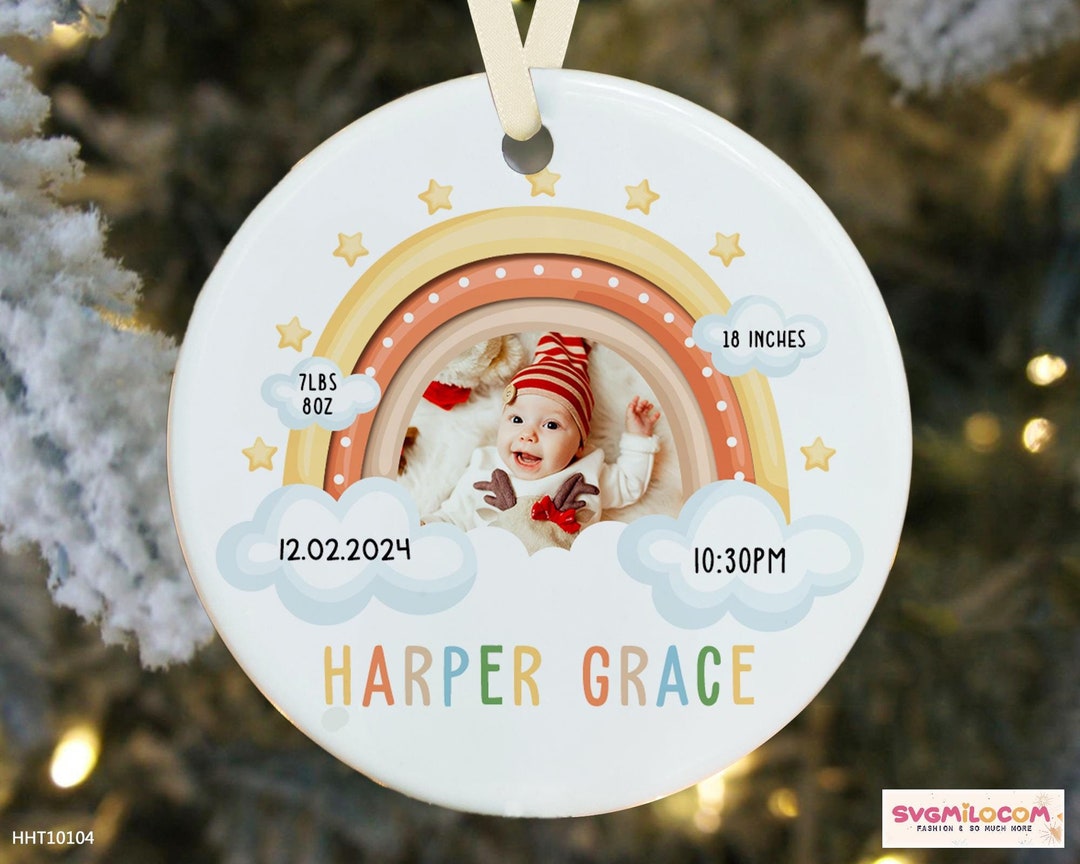 Baby First Christmas Ornament 2024, Custom Photo Baby First Christmas