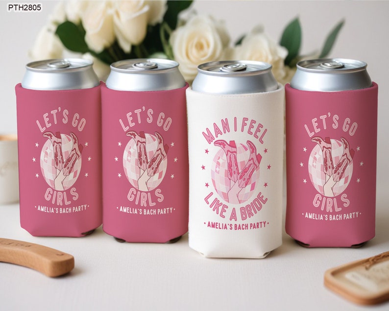 Bachelorette Party Can Coolers, Personalized Bach Party Favors, Let's
