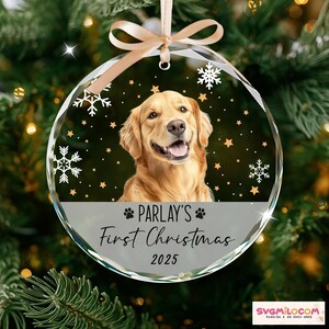 Personalized Dog Photo Ornament, Dog First Christmas Ornament, Custom Dog Acrylic Ornament, Pet Portrait Name Ornament, Dog Lover Gift image 9