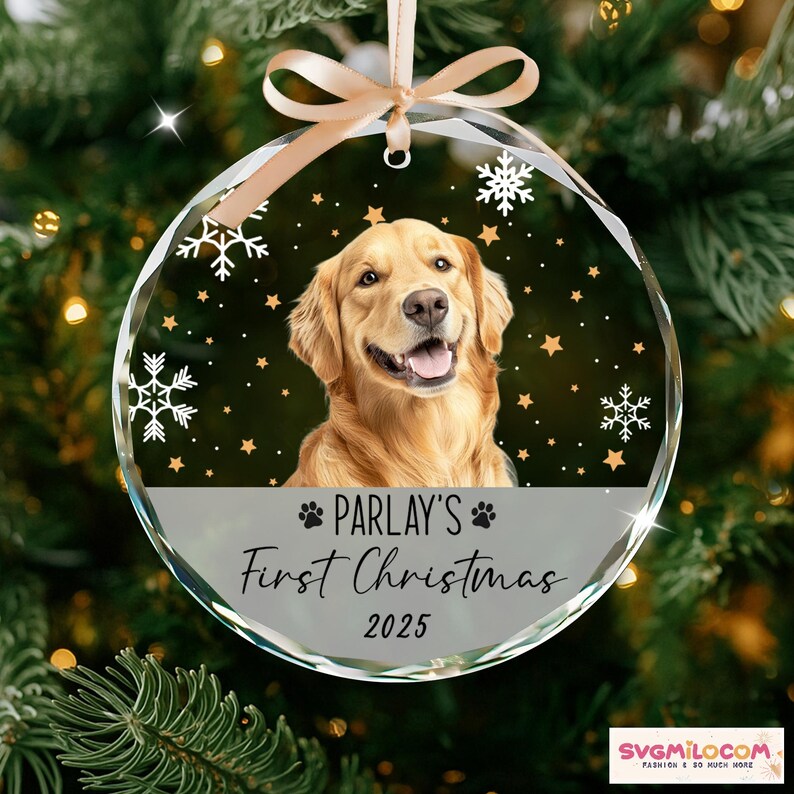 Personalized Dog Photo Ornament, Dog First Christmas Ornament, Custom Dog Acrylic Ornament, Pet Portrait Name Ornament, Dog Lover Gift image 9
