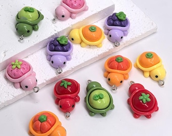 10pcs Resin Fruit Turtle Charms, DIY Jewelry Findings