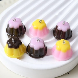 Pudding Resin Charms: DIY Jewelry Accessories (10pcs, 23x19mm)