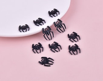 Black Spider Pendant Charm - Realistic Halloween Jewelry Bead For Bracelets & Necklaces (10mm, Cubic Zirconia)