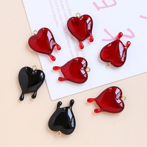 2pcs Heart Earrings Charms, Love Heart Pendant, DIY Bracelet Necklace Earring Jewelry Findings Craft