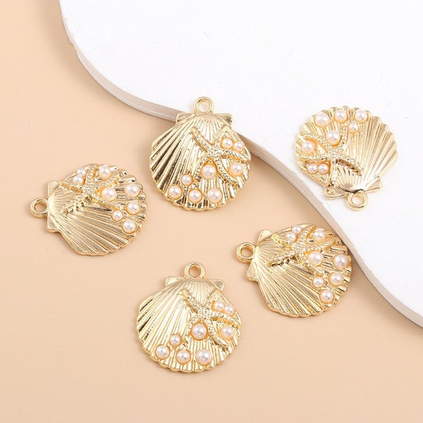 5pcs Shell Charms, Shell Beads Charms, Enamel Alloy Pendant, DIY Bracelet Necklace Earring Jewelry Findings Craft