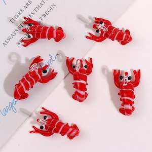 2pcs Simulation Lobster Charms, Glass Lobster Charms, DIY Bracelet Necklace Earring Jewelry Findings Craft