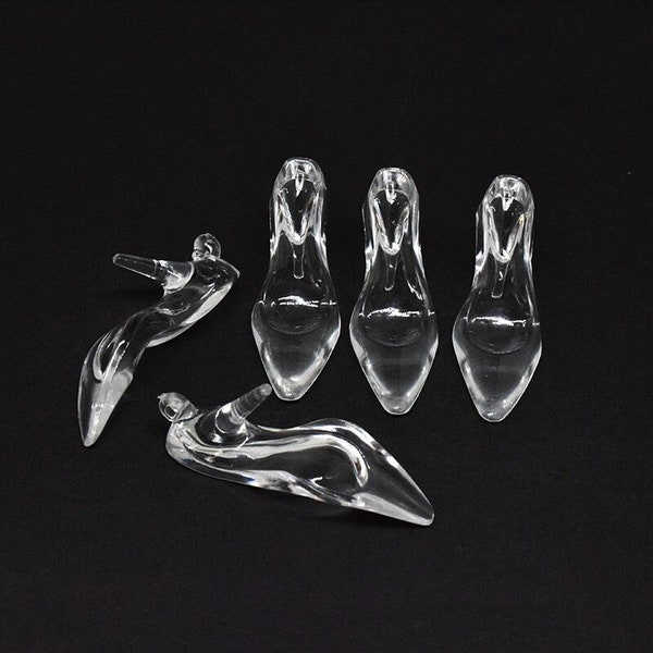 5pcs Glass Slipper Charms, High-Heeled Shoes Pendant, Acrylic Charms Pendant, DIY Bracelet Necklace Earring Jewelry Findings Craft