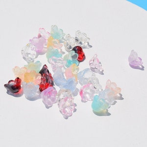 20pcs Bell Flower Glass Beads, Lily Beads Pendant, DIY Jewelry Accessories For Bracelet Necklace Earring Jewelry