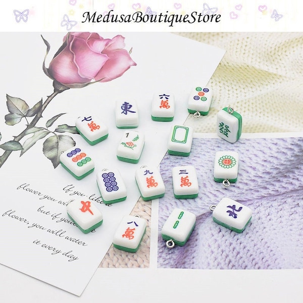 10/16pcs Mahjong Charm, Mahjong Pendant, Resin Charms Pendant, DIY Bracelet Necklace Earring Jewelry Findings Craft