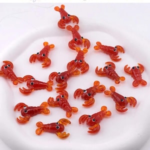 2pcs Crayfish Beads, Crayfish Glass Beads Pendants, DIY Bracelet Necklace Earring Jewelry Findings Craft
