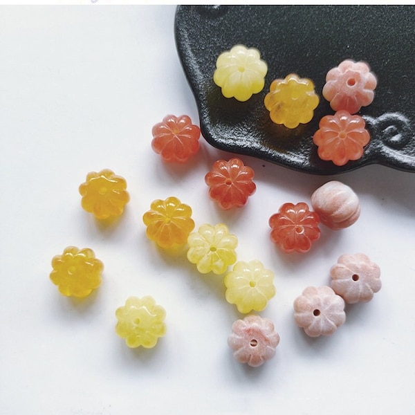 10pcs Pumpkin Beads, 12mm Color Pumpkin Beads Pendant, DIY Bracelet Necklace Earring Jewelry Findings Craft
