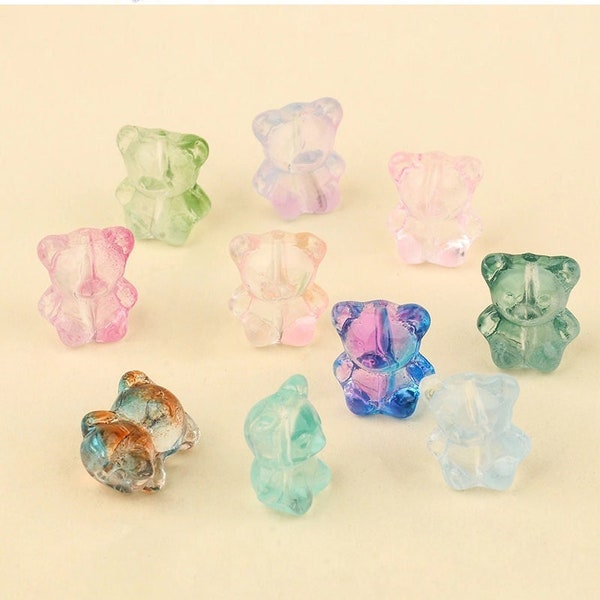 20 cuentas de vidrio con forma de oso, colgantes de animales, para hacer pulseras, collares, pendientes y joyas.