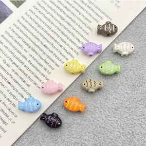 10pcs Color Fish Shape Alloy Beads, Fish Beads Pendant, Jewelry Accessories, Bracelet Necklace Earring Jewelry Findings Craft