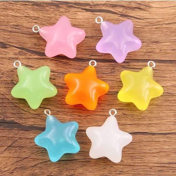 10pcs Color Star Charms, Glow In the Dark Star Pendant, DIY Bracelet Necklace Earring Jewelry Findings Craft