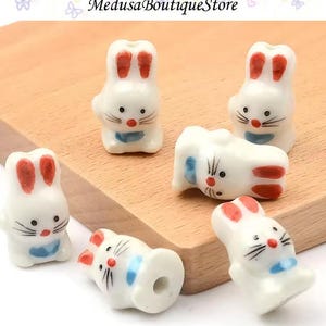 5 pcs Perles Lapin, Charmes De Perles De Lapin Mignon En Céramique, DIY Bracelet Collier Boucle D&#39;oreille Résultats De Bijoux Artisanat