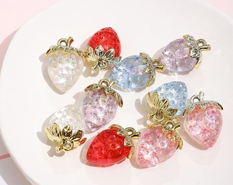 5pcs Cute Strawberry Charms, Strawberry Pendant, Fruit Charms Pendant, DIY Bracelet Necklace Earring Jewelry Findings Craft