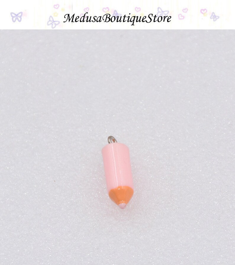10pcs Pencil Charms, Pencil Resin Pendant, DIY Bracelet Necklace Earring Jewelry Findings Craft Pink