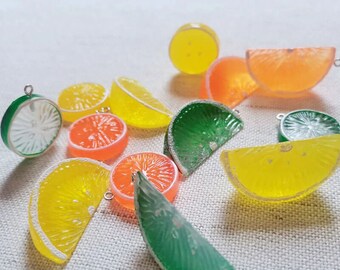5pcs Lemon Charms, Resin Lemon Slice Pendant, DIY Bracelet Necklace Earring Jewelry Findings Craft